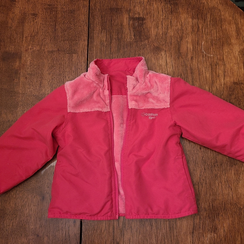 Oshkosh B'gosh Girls Reversible Fleece Microtech Jacket Sz 3T Pink Windbreaker